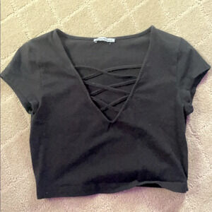 black cropped top